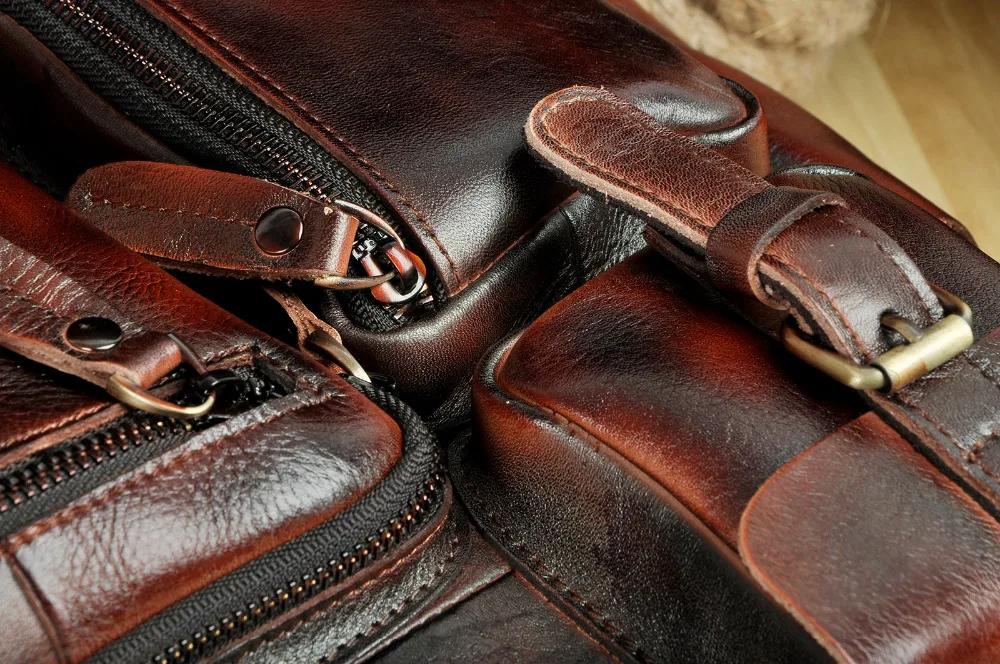 Оригинальный кожаный антикварный большой Ёмкость Для мужчин Портфели Бизнес 15 6