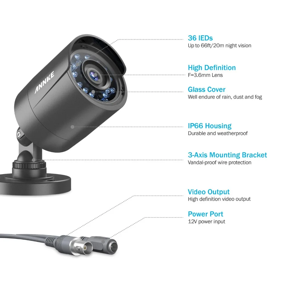 ANNKE 720 P 8CH 5в1 HD TVI камера безопасности системы 1080N DVR видео рекордер 4 шт. 1280TVL