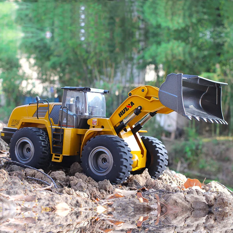Kaufen Huina 583 1583 10 Kanal Voll Funktions Fernbedienung Frontlader Bau Traktor, Voll Metall Bulldozer Spielzeug Maßstab 1:14