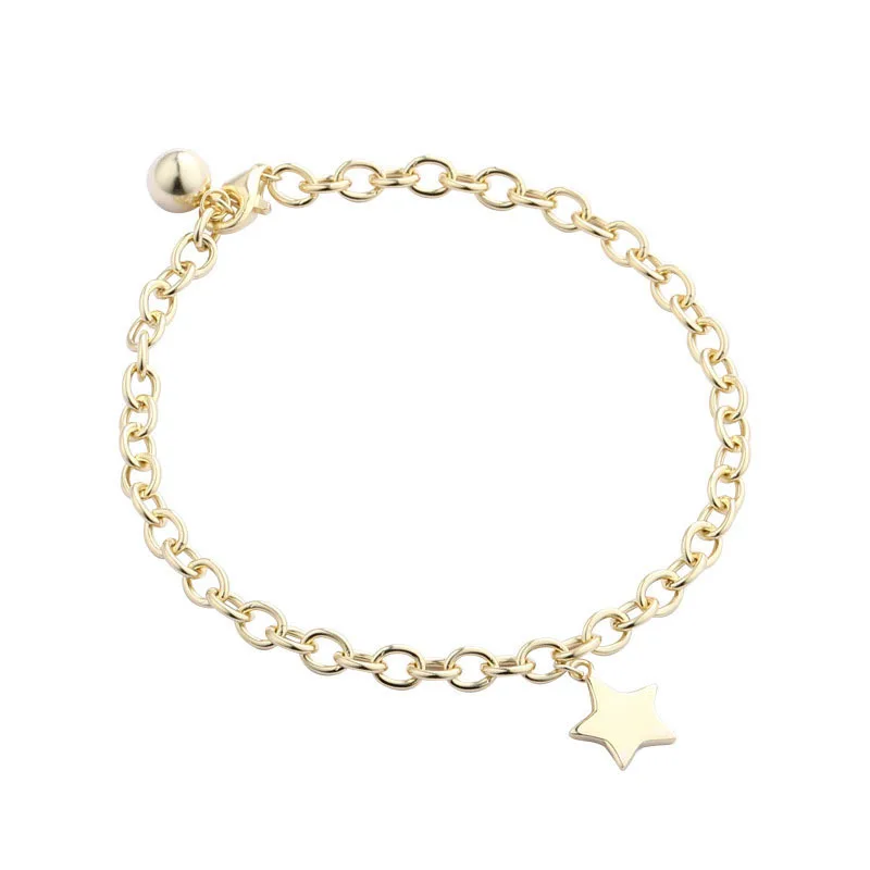 

Real 925 Sterling Silver Star Pendant Bracelets For Women Delicate Fashion Gold Plated Chain Friendship Bangle Fine Jewelry Gift
