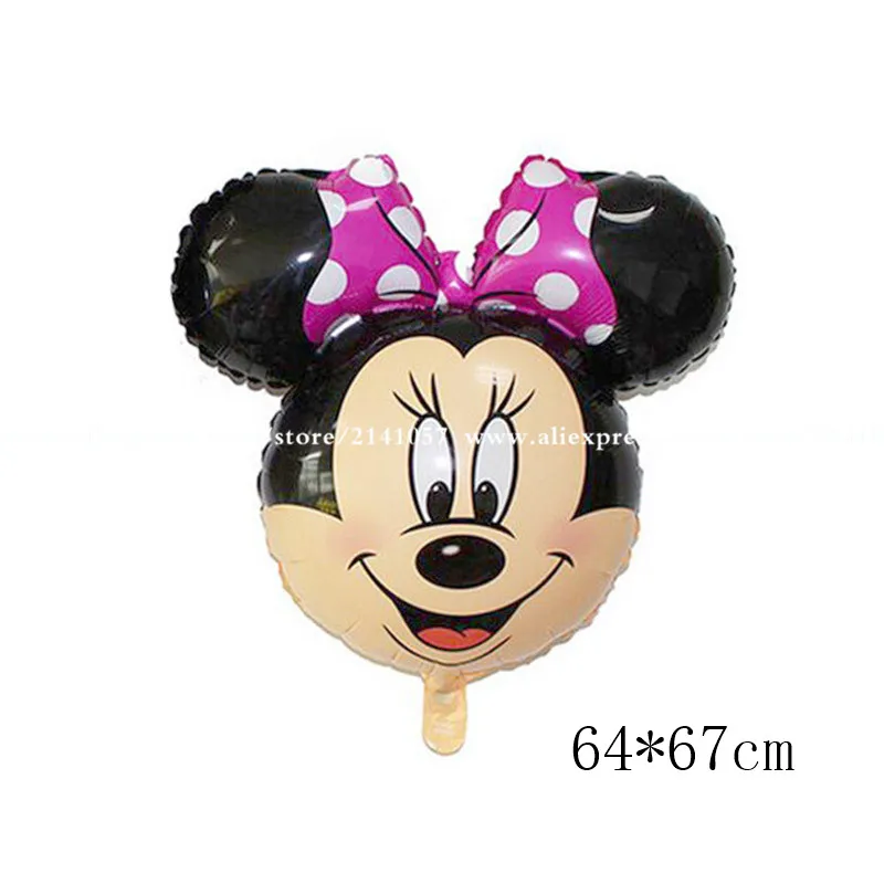 64x67 Minnie Head2 1 шт. с Микки Маусом Мышь Фольга воздушные шары День рождения Минни Маус, милая Минни головы воздушные шары Свадебный декор классические игрушки, принадлежности для вечеринок - Цвет: 64x67 Minnie Head2