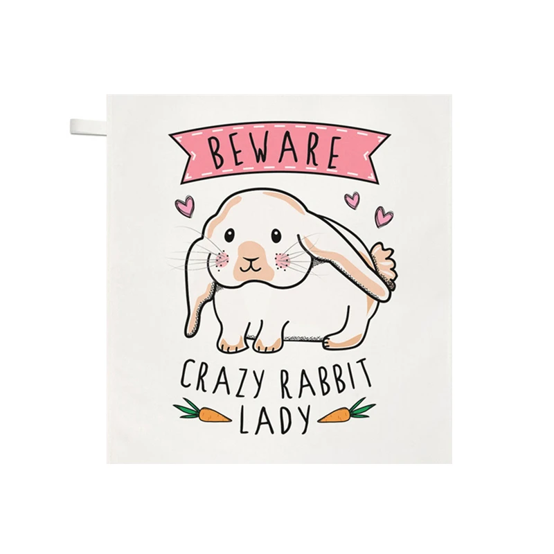 Забавное чайное полотенце Crazy Rabbit Lady из микрофибры Банни кухонные полотенца для