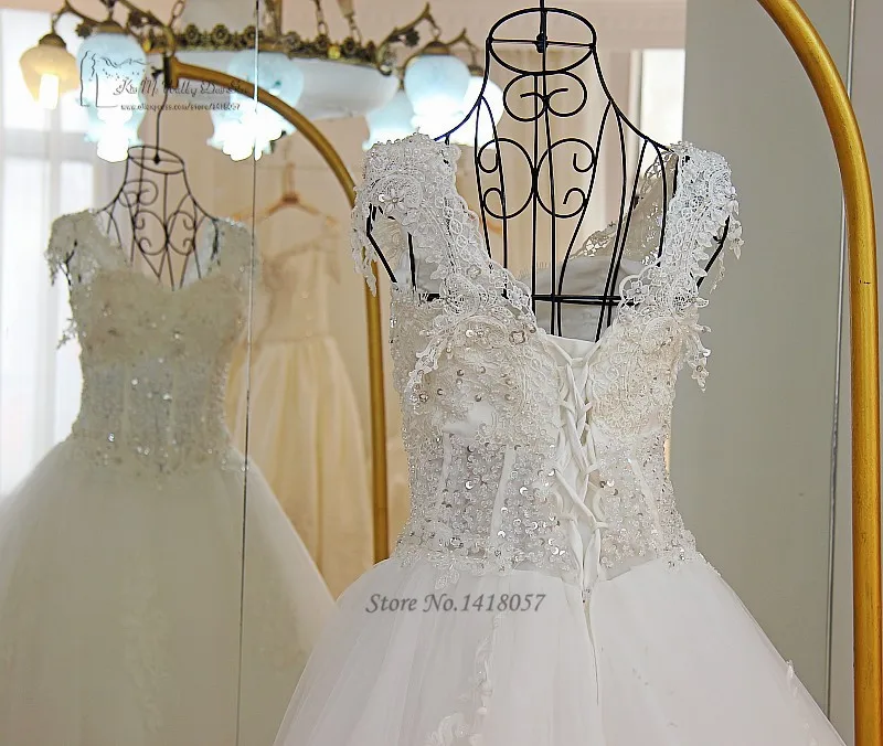 Платье для свадьбы 2016 кружевное бальное платье большого размера с бусинами|2016