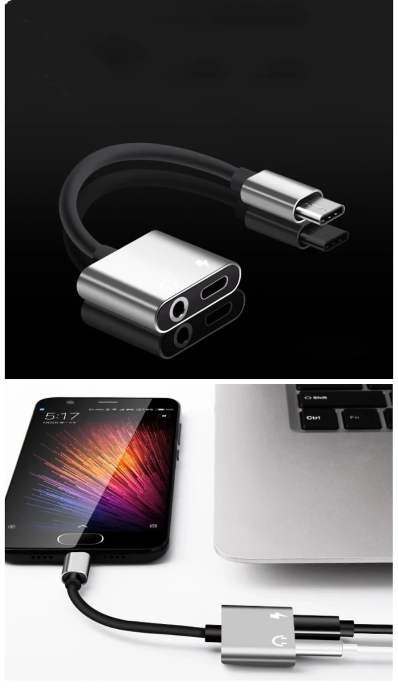 USB-C папа до 3,5 мм и USB-C женский 1 вход 2 выхода аудио сплиттер Джек адаптер для iPhone наушников аудио Зарядка конвертер