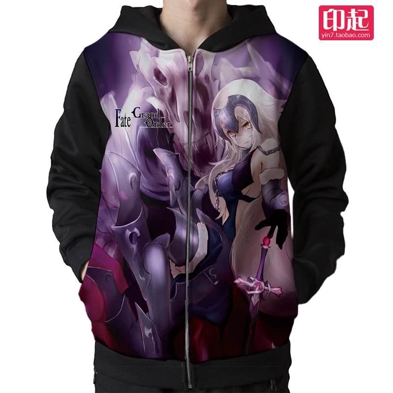 

Fate Grand Order Anime COSPLAY Saber Hoodies Cardigan plus velvet hooded autumn& winter coats for men & women FGO Sweatshirts
