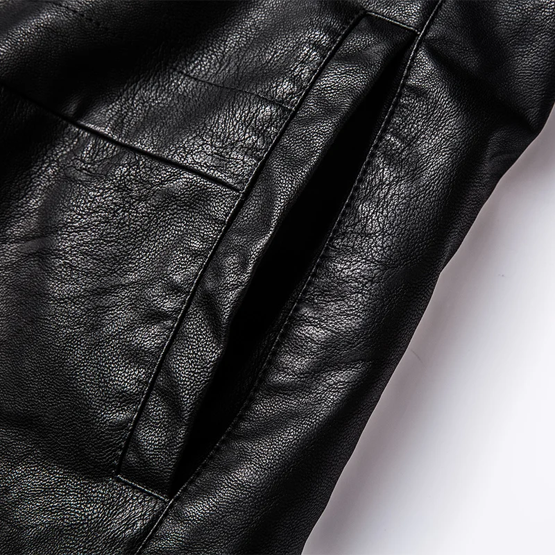 2018 Winter Men's Leather Jacket Men Slim Stand Collar Jaqueta Couro Bomber Male Top Locomotive Coats | Мужская одежда