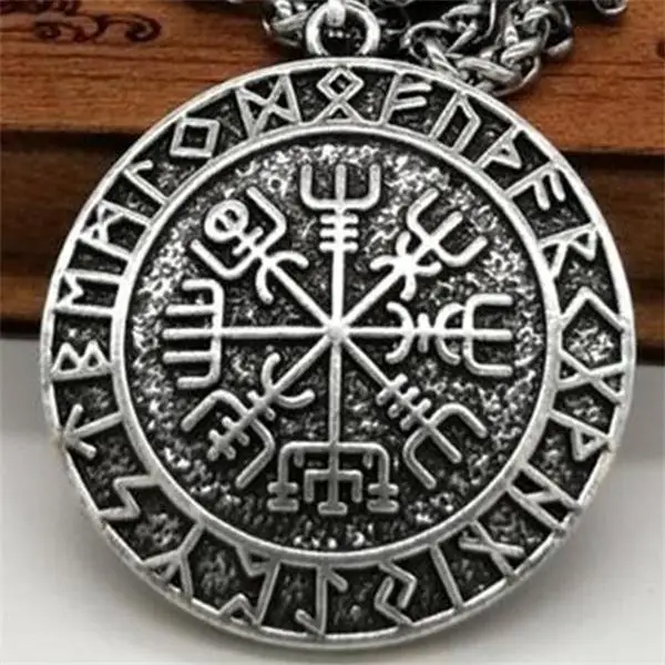 Викинг Компас вегвизир кулон Цепочки и ожерелья украшений talisman Футарк Руна Винтажный стиль 1 шт - Окраска металла: pendant silver