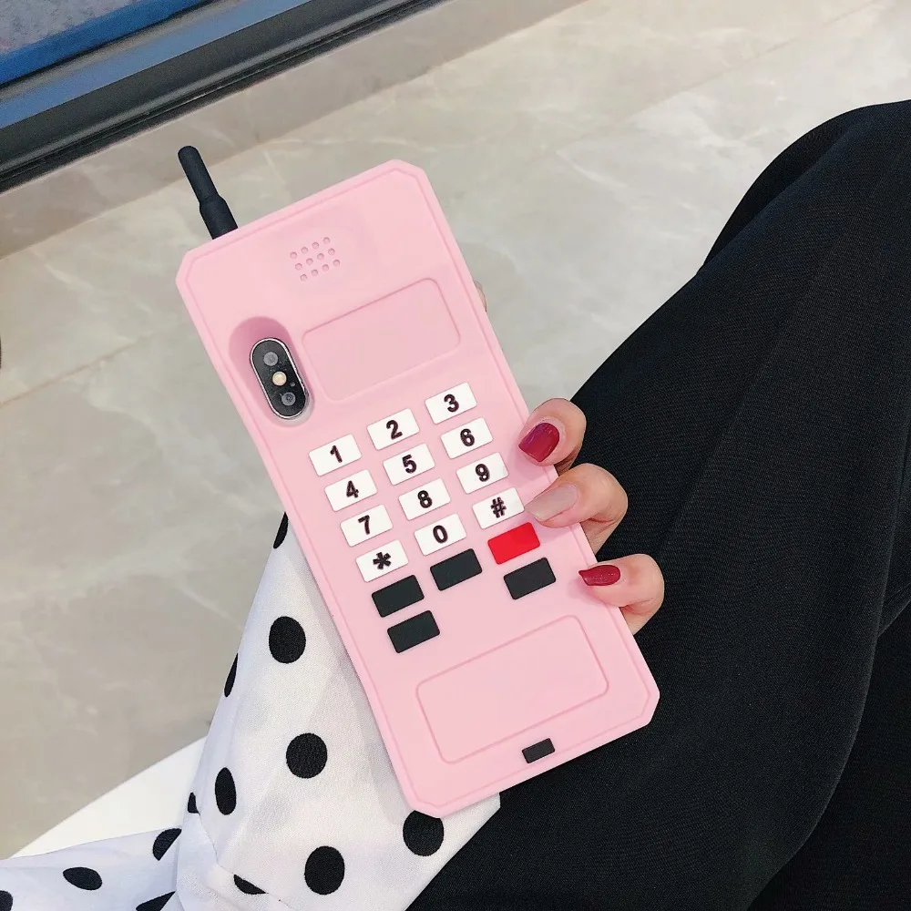 Винтажная модель телефона чехлы для iPhone 7 8 6 6s Plus X XR XS Max силиконовая задняя крышка