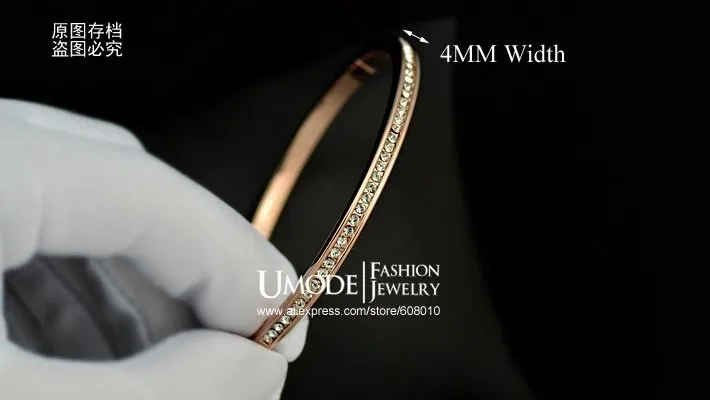 UMODE/бренд Модные ювелирные изделия Bijoux розовое золото цвет Половина Круг австрийские стразы манжеты браслеты и браслеты для женщин AJB0073