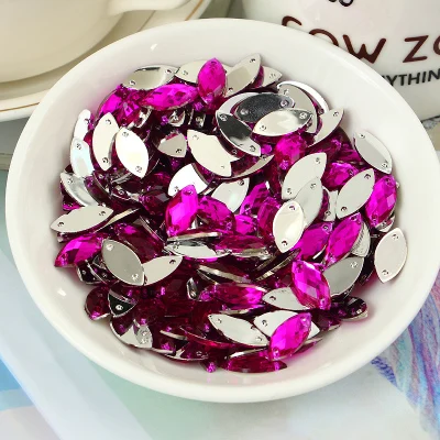 purple rose 7*15 мм шитья с украшением в виде кристаллов Flatback стразы пришить кристаллы Камни лошадь; глаза; акрил страз для торжественное платье 200 шт./лот - Цвет: purple rose