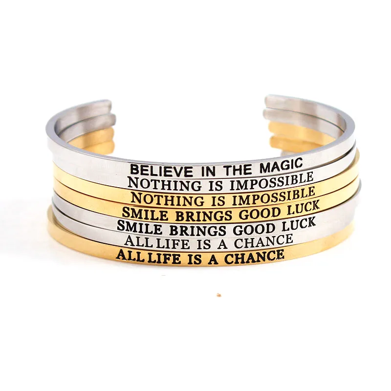 2018 нержавеющая сталь &quotничего невозможно&quot вдохновляющая Цитата манжета