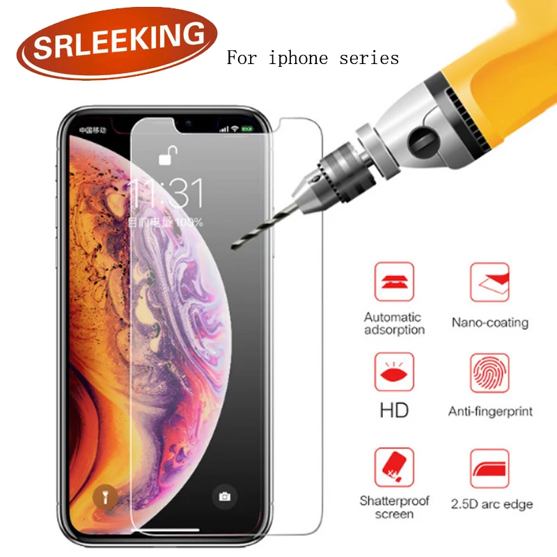 SRLEEKING закаленное стекло для iPhone XS Max XR X 5c 5S 6s 4 4S жесткая Защитная пленка экрана 6 7 8