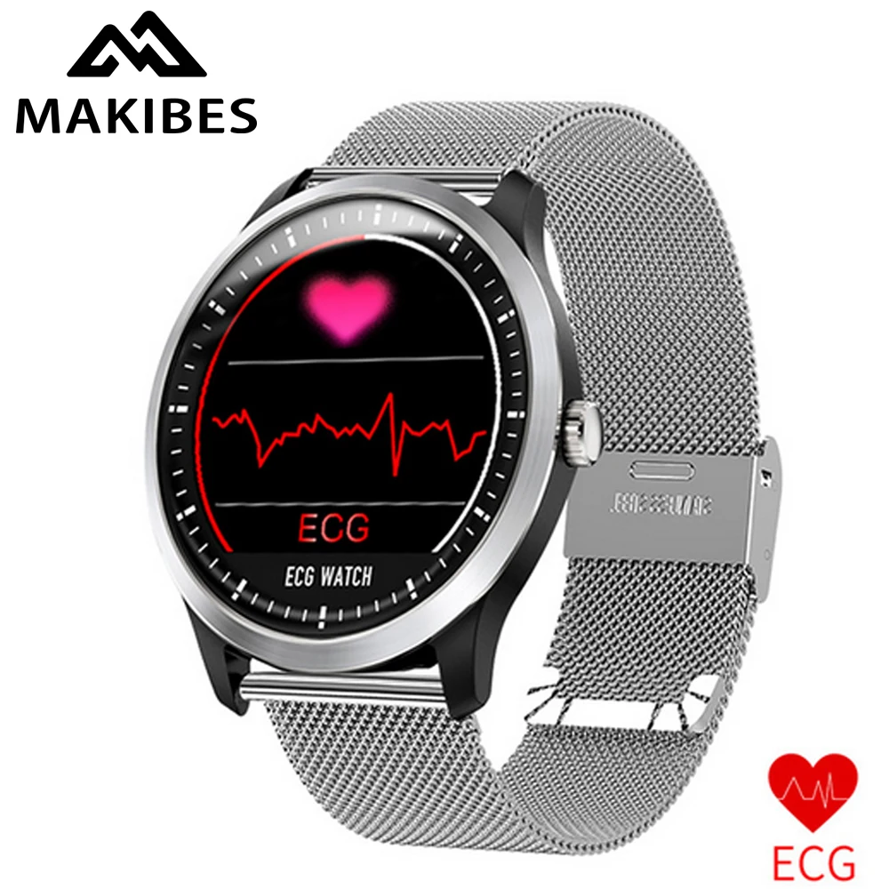 Makibes Смарт-часы BR4 ECG PPG для мужчин и женщин с электрокардиограммой, дисплеем, пульсометром, кровяным давлением, смарт-браслет, фитнес-трекер