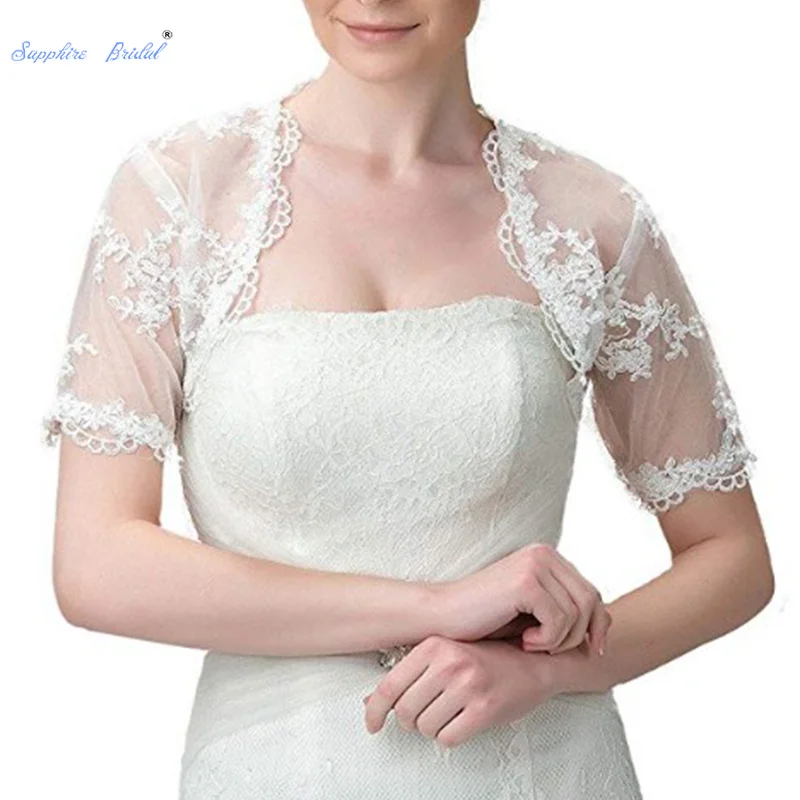 

Сапфировая Свадебная Женская белая/цвета слоновой кости с аппликацией Свадебная накидка с коротким рукавом накидка для невесты