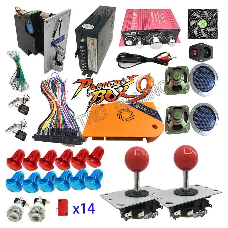 copy sanwa joystick Pandora box 9 DIY Аркада светодиодный игровой блок для игрового автомата комплект с 1500 В 1 модульная доска JAMMA Zippy джойстик Кнопка питания динамик - Цвет: copy sanwa joystick