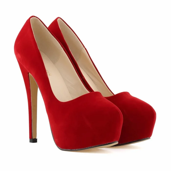 Туфли лодочки женские из флока высокий каблук 14 см заостренный носок тонкий