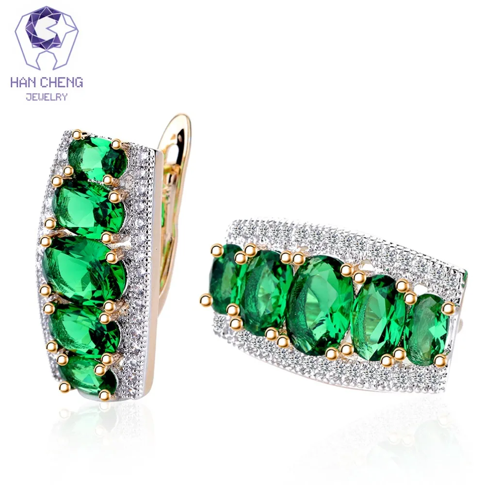 HanCheng Новая мода Шарм геометрический Золотой посеребренный драгоценный камень