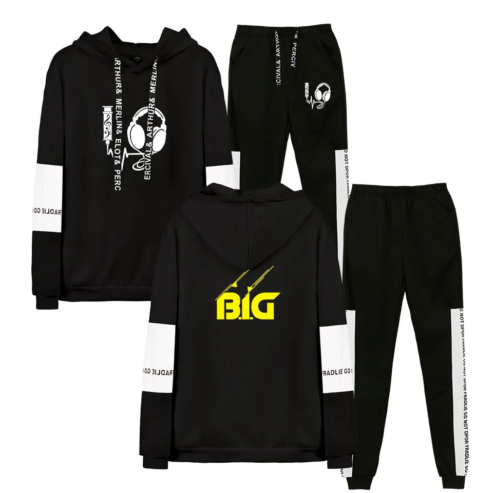 B. I.g BIGGIE Модный комплект из двух предметов с принтом для женщин/мужчин Толстовка