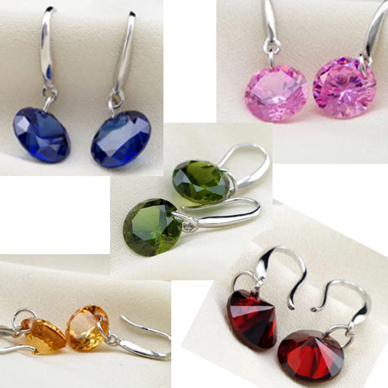 7 цветов бесплатная доставка дешевые милые CZ плата серьги гвоздики железные