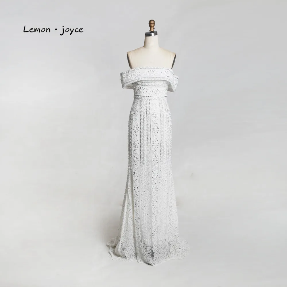 Lemon joyce Длинные вечерние платья 2020 элегантные с вырезом лодочкой кристаллами и