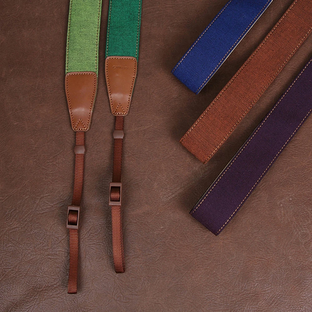 

cam-in 7170-7173 Jean Cow Leather Universal Camera Strap Neck Shoulder Carrying Cotton Cloth General Adjustable Belt 39mm Width