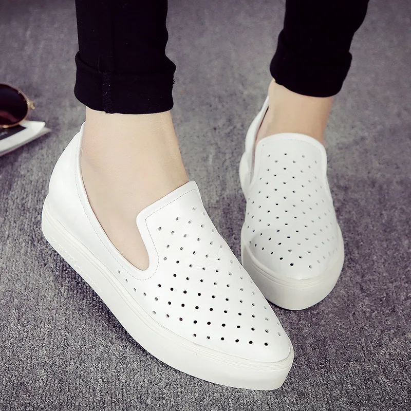 Плюс Размер 35-40 Черный Белый НАТУРАЛЬНАЯ КОЖА туфли на Платформе Обувь Женщина