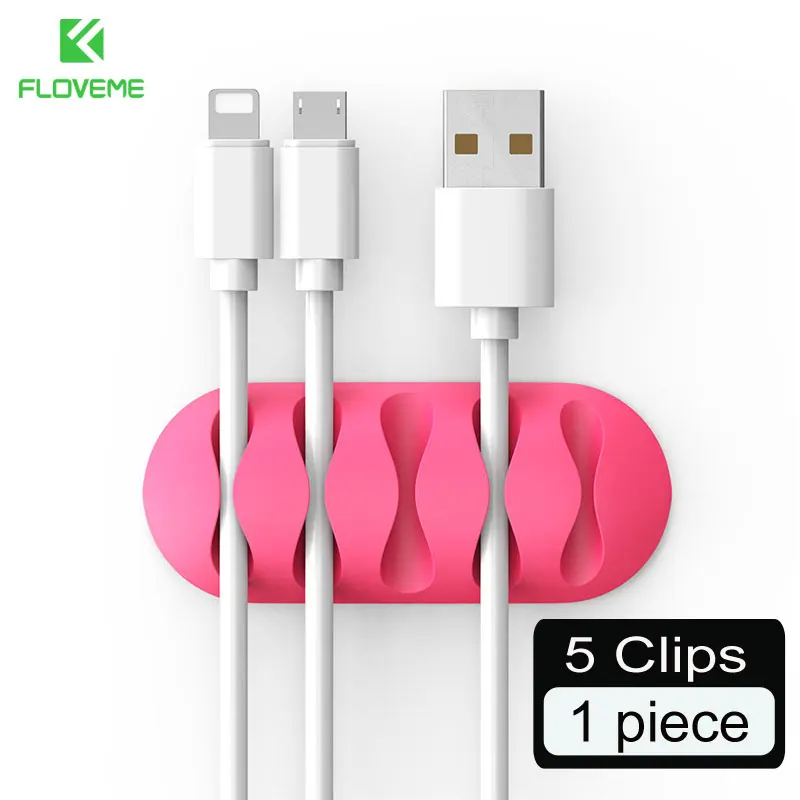 FLOVEME Кабельный органайзер USB зарядное устройство кабель протектор намотки Настольный кабель управление зажимы держатель кабеля для наушников - Цвет: Pink