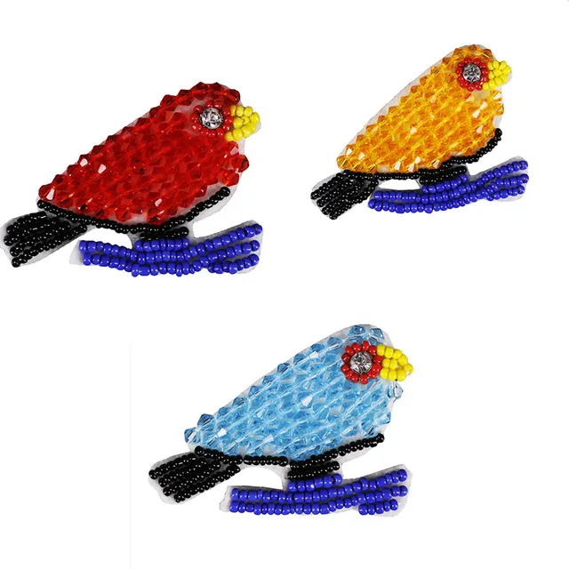 3 шт. ручной работы Бисероплетение маленькая птица одежда аппликация аксессуары