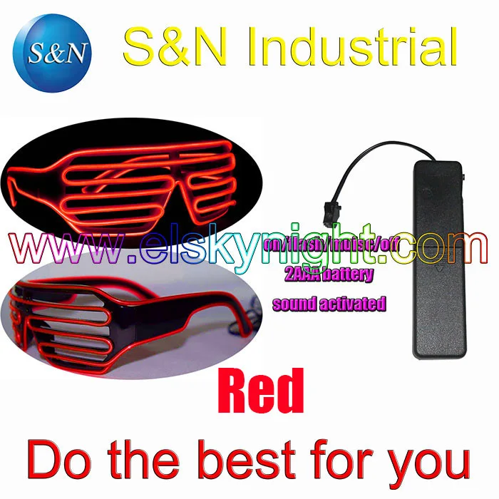 Ко! Лед синий EL провод светящаяся вспышка затвора светодиодные очки + батарейный