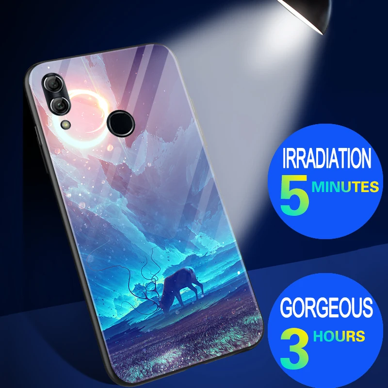 Роскошный чехол для Huawei honor 10 закаленное стекло светящийся силиконовый lite |