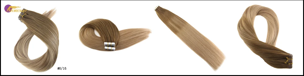 Moresoo, 14-24 дюйма, накладные волосы на ленте, человеческие волосы, Balayage, блонд, Remy, волосы для наращивания на коже, 2,5 г/шт., 25 г-100 г