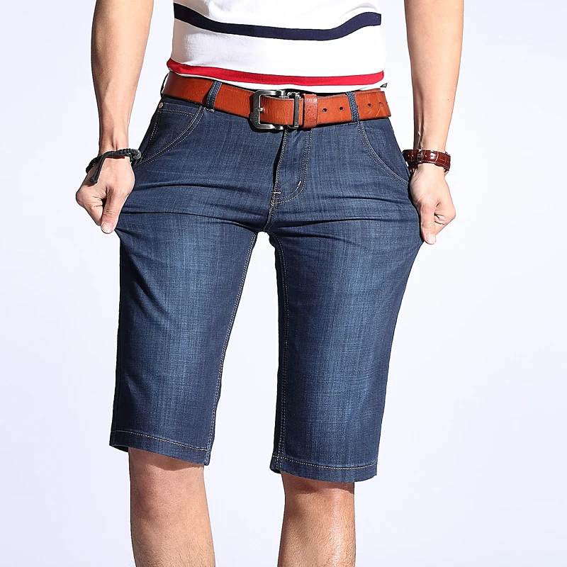 Мужские джинсовые шорты классические прямые темно синие и черные повседневные