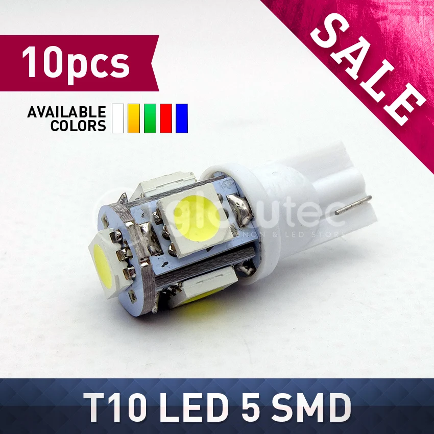Оптовая продажа 10 шт. T10 5SMD 5050 LED 12V автомобильный светодиодный светильник