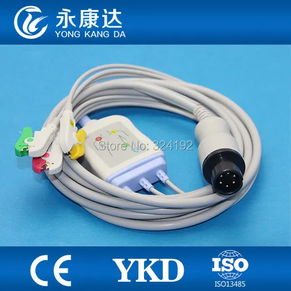 Geneic 6 pin ECG Cablewith 3LD IEC зажим без сопротивления доказанный Производитель ISO 13485 |