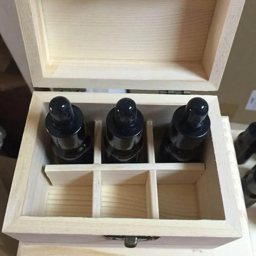 6 отсеков твердая деревянная коробка для хранения эфирных масел упаковки|Эфирное