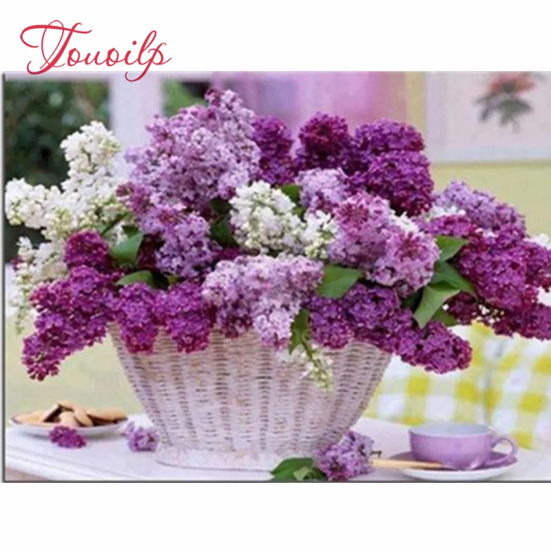 

TOUOILP 100% Full 5D Diy Daimond Painting Purple lavender Rhinestones Diamant Painting Embroidery Scenery