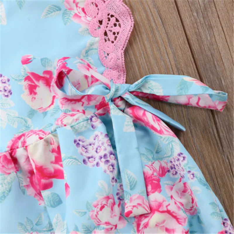 Girls Lace Newborn Baby Floral Bodysuit Summer Sleeveless Girl Clothing Bow Round Neck Backless Jumpsuit Sunsuit Outfits Pretty | Детская
