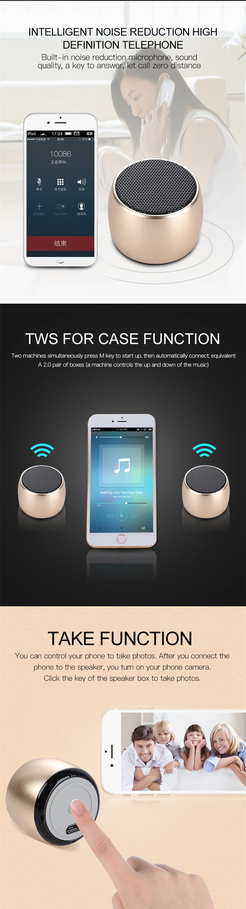 Мини Металл TWS Bluetooth динамик s 2 шт. портативный двойной парный беспроводной динамик 3 Вт* 2 сильный бас аудио стерео для всех мобильных телефонов