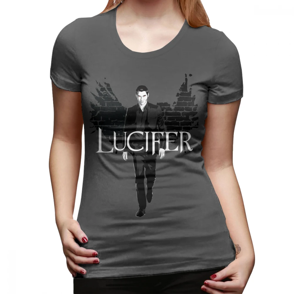 Футболка Lucifer Morningstar, футболка King Of Hell, зеленая уличная стильная женская футболка, смешная, негабаритная, 100 хлопок, женская футболка - Цвет: Темно-серый