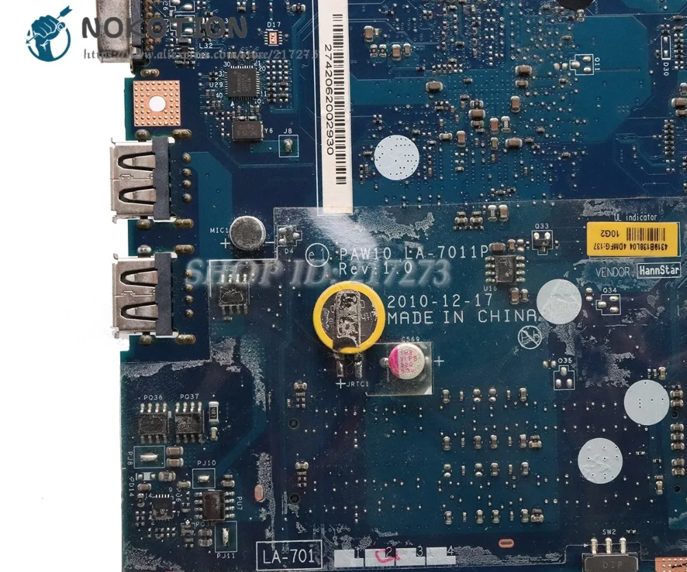 NOKOTION For Lenovo G460 G460E Laptop Motherboard GM45 DDR3 Free CPU 14 inch PAW10 LA-7011P MAIN BOARD | Компьютеры и офис