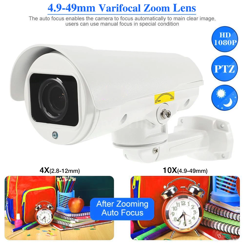 2MP Мини 10x оптика зум IP камера P2P IR 1080P PTZ камера варифокальный зум Ручной наклон совместим с HIKVISION, DAHUA, XM NVR