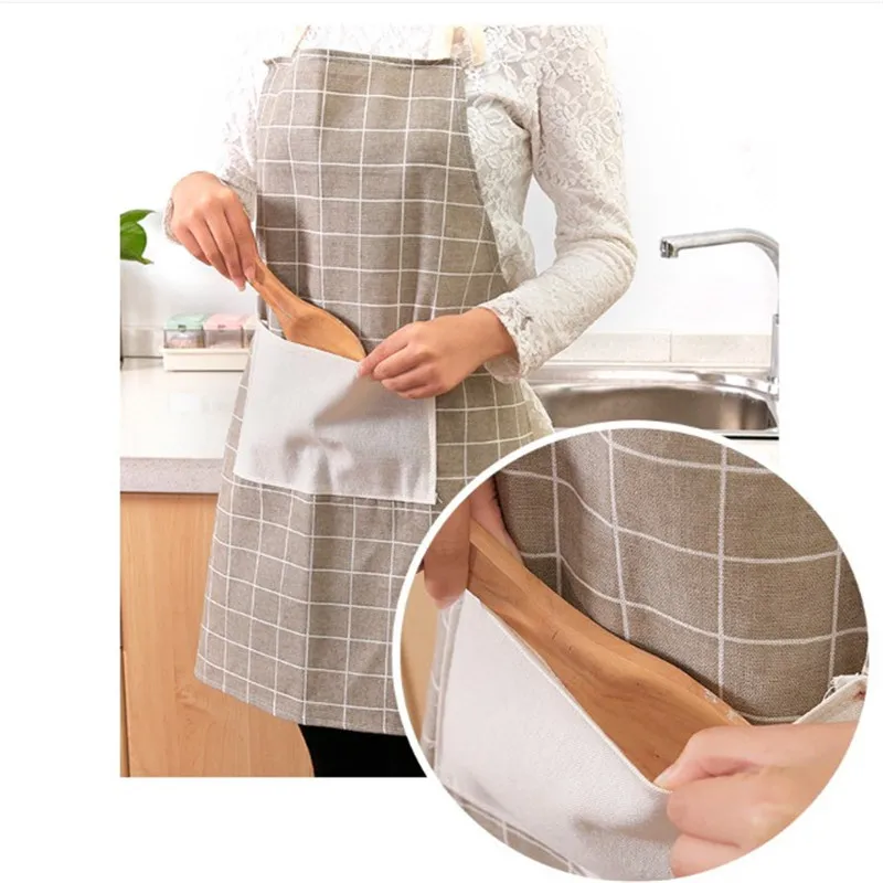 Однотонный кухонный фартук для готовки пледы полосатый хлопковый Льняной Фартук