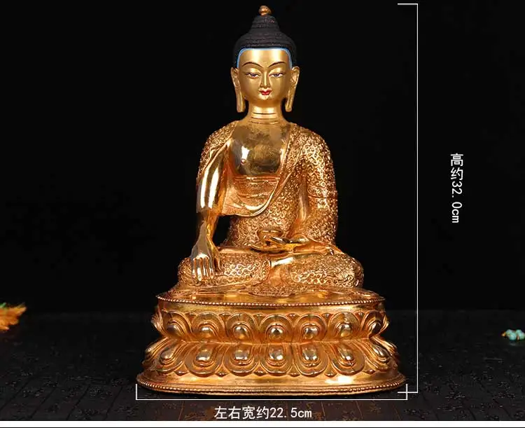 32cm LARGE # GOOD Buddhist disciple efficacious Safety Protection Tibet Nepal Gold-plated Sakyamuni brass Buddha statue | Дом и сад