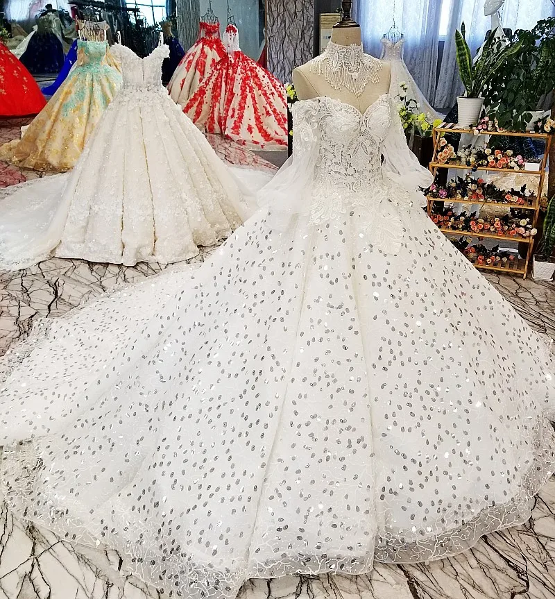 Bride Word Shoulder Korean Self-cultivation Thin Concise Luxurious Tailing Pregnant Woman Wedding Dress Full 07894 | Свадьбы и