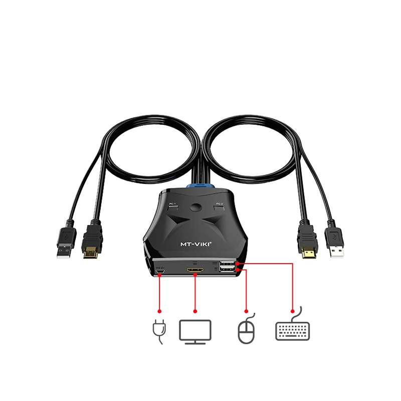 MT-VIKI kvm 2 порта HDMI USB KVM переключатель с линейным пультом дистанционного управления