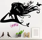 Виниловый фон для Стикеры Красота волос салонная Наклейка на стену красивая девушка настенные росписи искусства Красота салон окна Стикеры парикмахерский салон плакат AY710