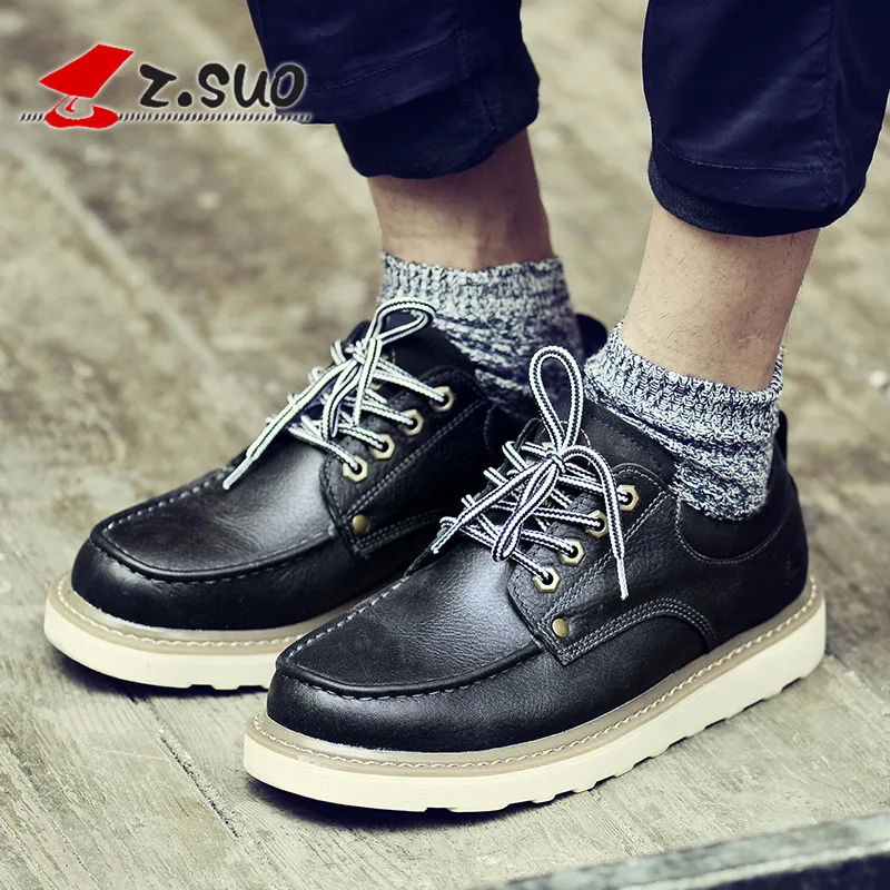 Z. суо Марка Осень 100% Натуральная Кожа Сильный Человек Оснастки Обувь низкий Топ