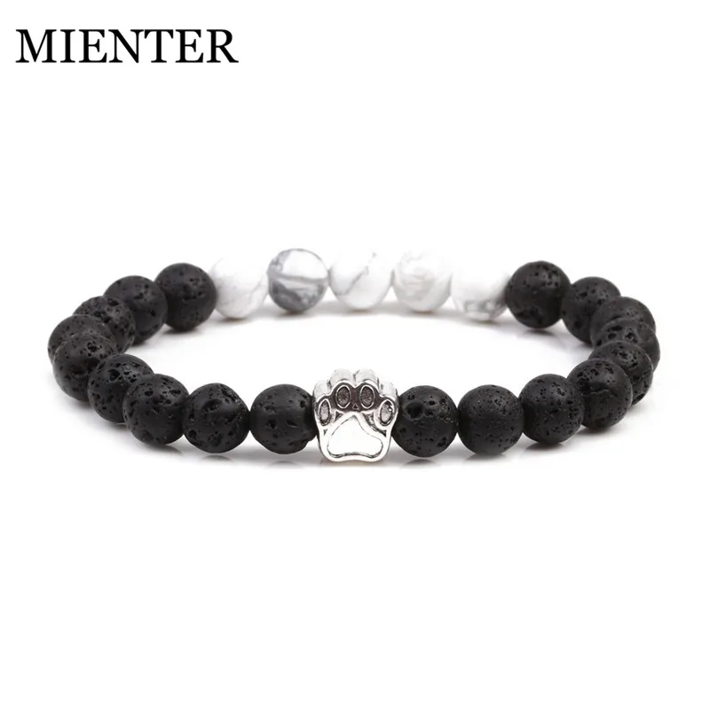 MIENTER природного вулканического камня ароматерапия браслеты для мужчин и женщин