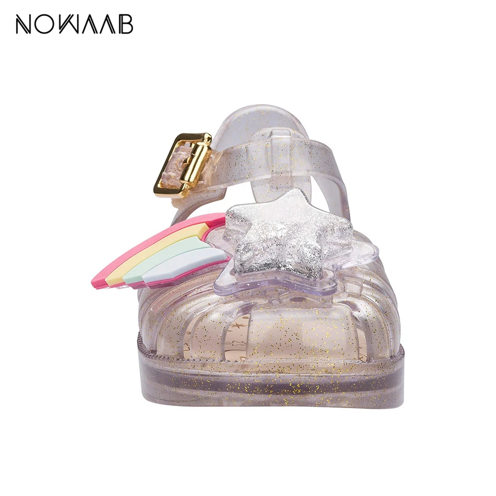Сандалии желе для девочек Mini Melissa 2019 летние римские сандалии со звездами и