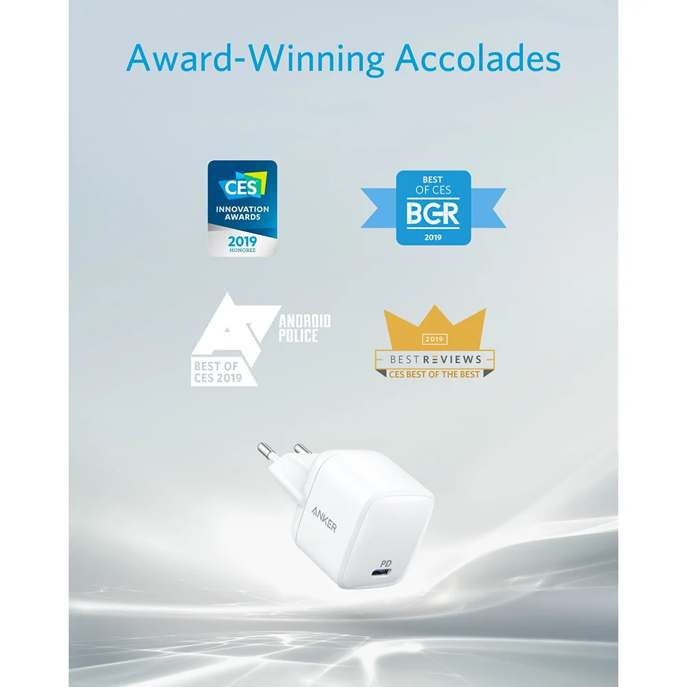 Anker 30 Вт Ультра компактное настенное зарядное устройство type-C с питанием, порт питания Atom PD 1 для iPhone Xs/Max/XR, iPad, MacBook, Galaxy и т. Д
